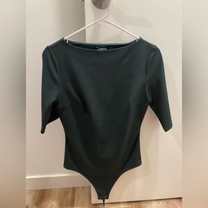 Express Hunter Green Boatneck Bodysuit